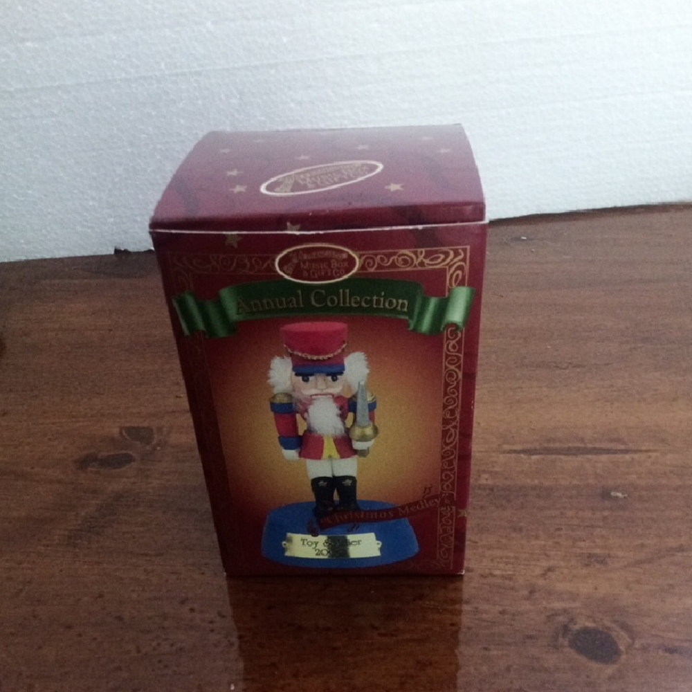 Red and Blue Nutcracker Figurine Music Box Christmas Ornament